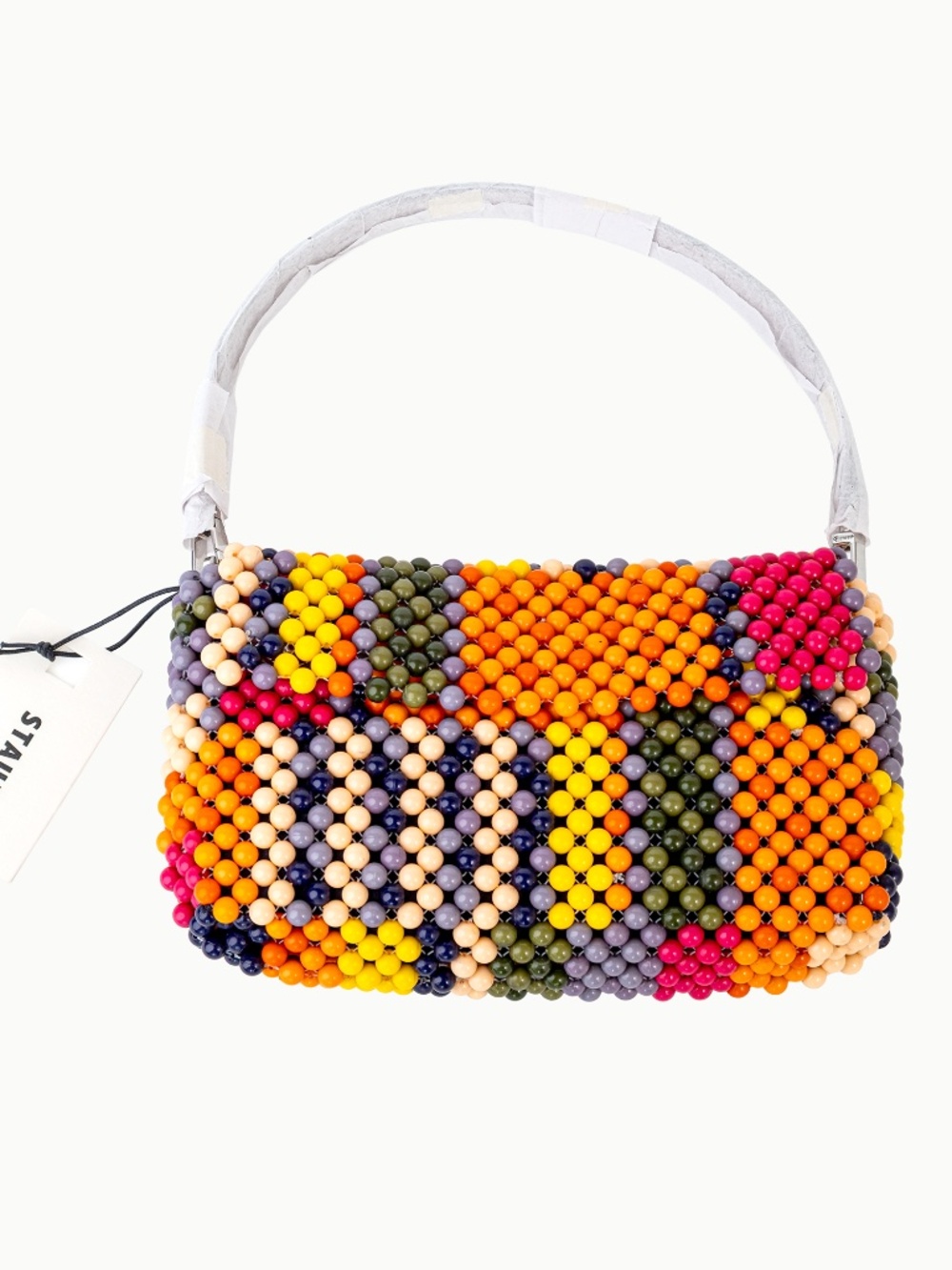 STAUD Multicolor Beaded Shoulder Bag — Pink, Orange, Yellow, Blue, Green, Cream. - Picture 7 of 16